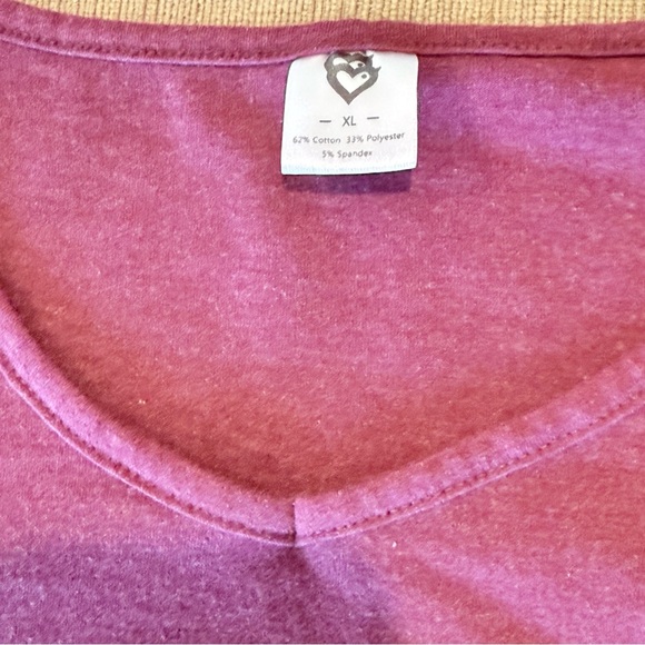 Graphic Tee with Beach Logo, “The Beach Is My Happy Place”, Burgundy, XL - Picture 4 of 5